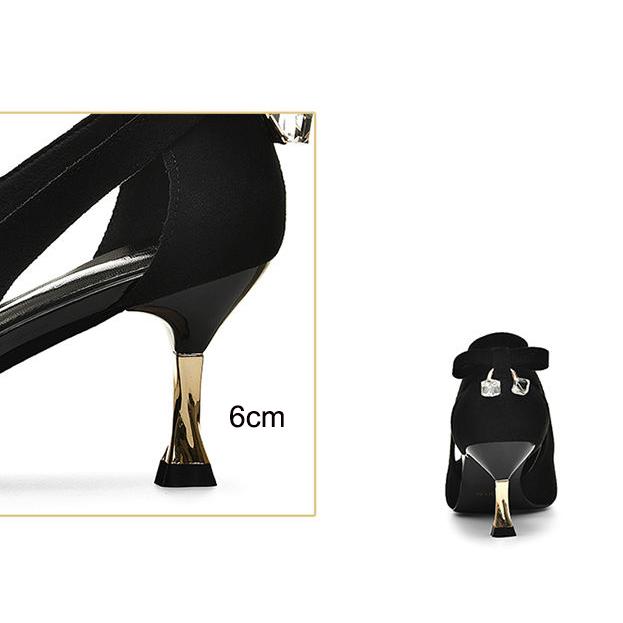 Spring Summer Mid-heel Sandals Women's Large Size Shoes Female Stiletto All-match Work Shoes Ladies Pointed Toe Single Sandals