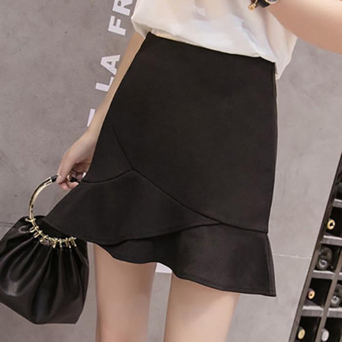 Flounce High Waist Mini Mermaid Skirt Trumpet Elastic Waist Short Female Bottoms Skirt Women Skirts