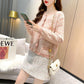 Autumn and Winter Fashion Loose Sweater Knit Cardigan Versatile Sweater Long-sleeved Striped Pattern Female Jacket
