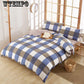 Plaid Water Washing Cotton Four-piece Bedding Is Sleeve Double Student Dormitory Three-piece Bedding Set