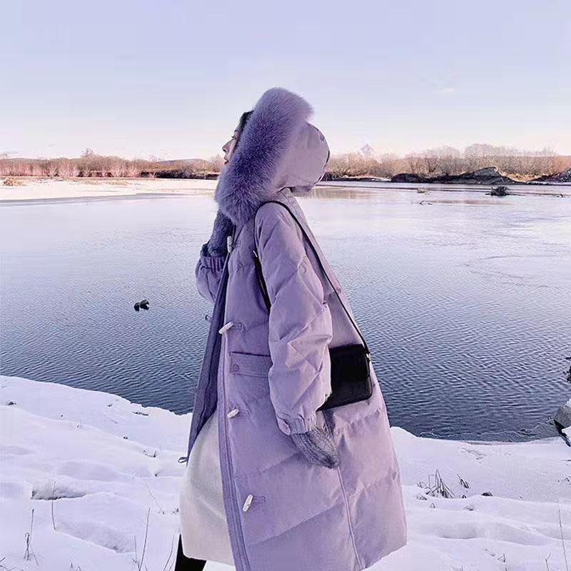Good Quality Winter Cotton-padded Jacket Women's Mid-length Down Padded Jacket Thickened Warmth Over The Knee Large Fur Collar Padded Jacket