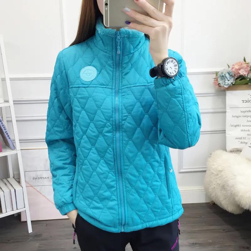 Outdoor Polar Fleece Jacket Winter Plus Velvet Thickened Warmth Short Stand-up Collar Waterproof and Windproof Jacket Suitable for Women