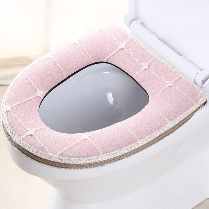 Cute Retro Breathable Toilet Seat Cushion Universal Household Zipper Waterproof Toilet Seat Toilet Cover
