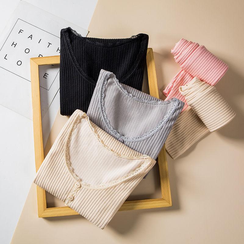 Women Winter Autumn Warm Clothes Thermal Underwear O-neck Tops Pants Female Tight Thicken Windproof Comfortable Lining Long Sleeve High Elasticity