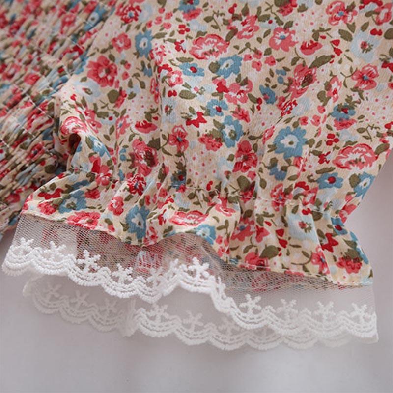 Puff Sleeve Retro Shirt French Square Collar Floral Short Sleeve Waist Thin Chiffon Shirt
