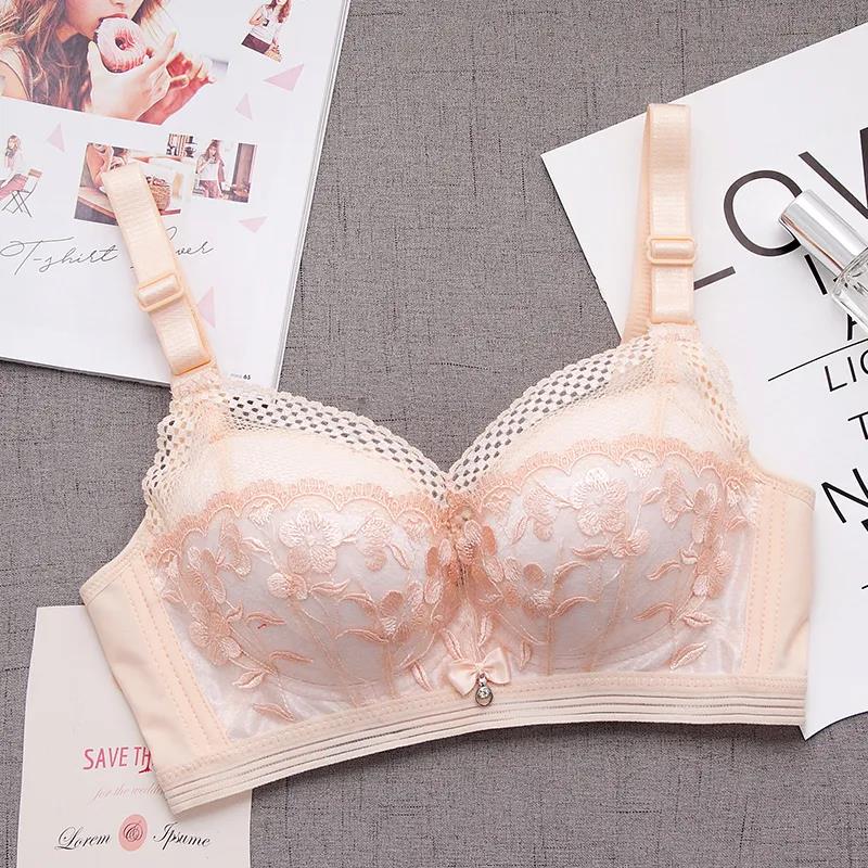 Thin Sexy Lace Non-magnetic No Steel Ring Gather Bra Anti-sagging Breast-receiving Breathable Bra