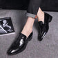 Men's Leather Shoes Soft Sole Large Size Youth Casual Pointed Toe Leather Shoes Slip-On Wedding Groom Breathable Simple Business Leather Shoes