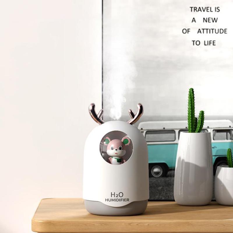 360ml Cute Mouse Indoor Air Humidifier USB Electric Sprayer Mute Aroma Diffuser Portable Air Purifier