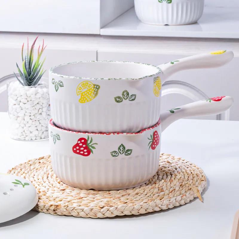 Ceramic Small Milk Pot, Instant Noodle Pot, Small Boiling Pot, Milk, Cute Baby Food Supplement Pot, Small Pot, Household Noodle Casserole