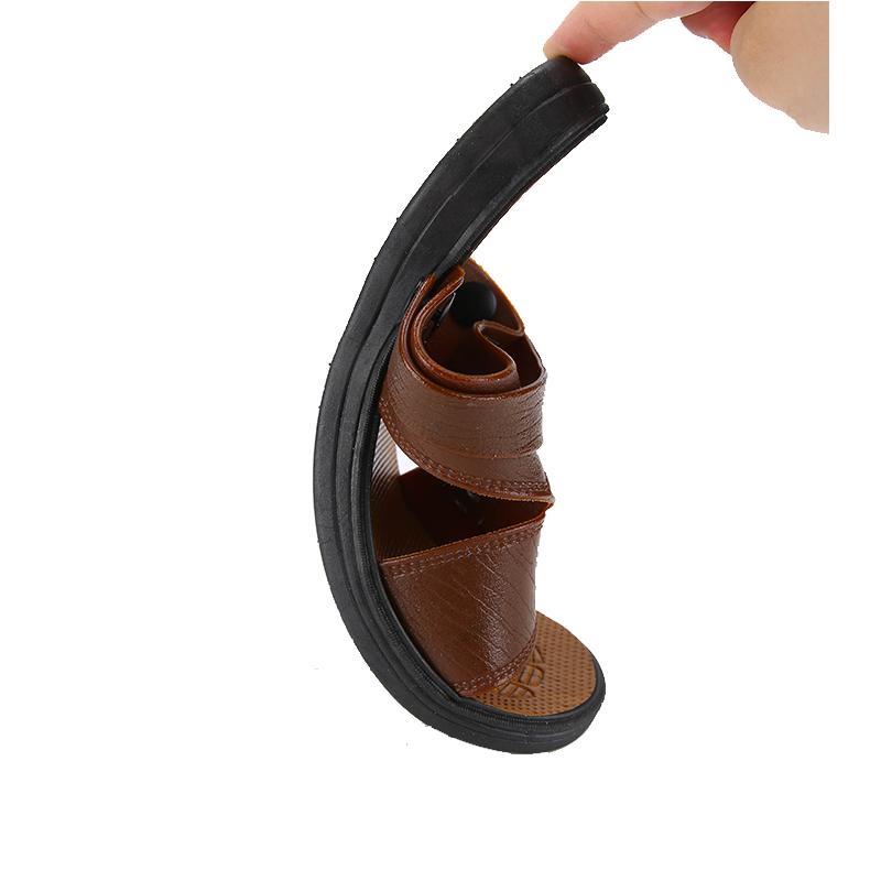 Sandals Men's Waterproof Non-slip Beach Shoes Men's Dual-use Large Size Sandals and Slippers Imitation Leather
