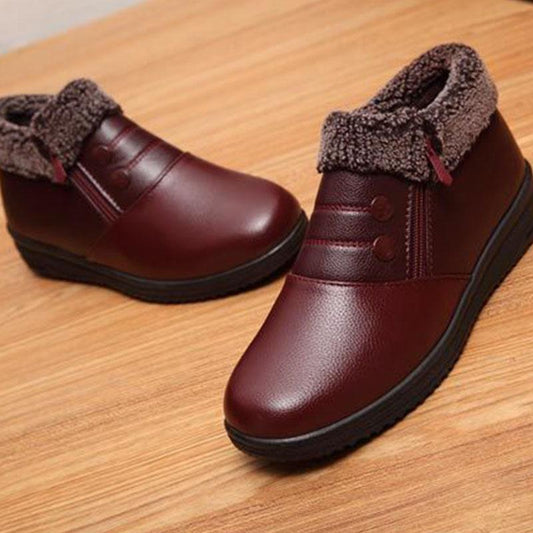 Winter Warm Middle-aged Women's Shoes Cotton Shoes Plus Cashmere Old Leather Shoes Non-slip Winter Shoes Women