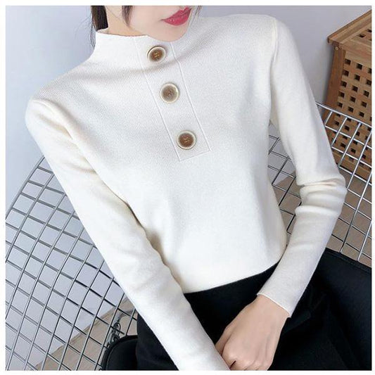 Core-spun Half Turtleneck Pullover Sweater Women Autumn and Winter Slim Knit Sweater Long-sleeved Bottoming Shirt with Top Tide