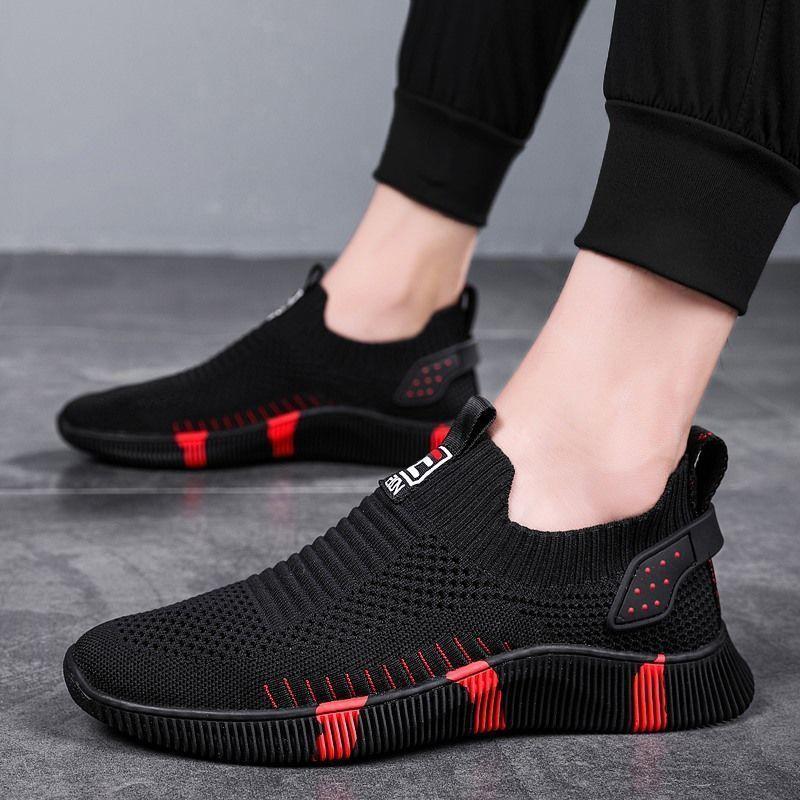 Men's Spring and Summer Breathable Deodorant Casual Sports Shoes Running Shoes Trend All-match Flying Mesh Shoes