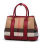 Leather Bag Ladies Trend Large Capacity Plaid Canvas Handbag All-match Commuter Shoulder Messenger Bag