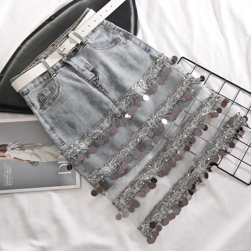 2020 Summer European Style High Quality Diamond Tassels Denim Shorts Woman Fashion High Waist Jeans Shorts