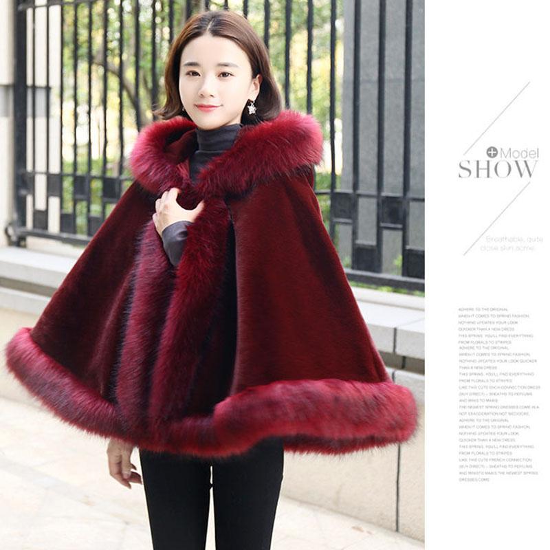 Plush Fleece Jacket Female Water Lamb Wool Short Slim Slimming Fur Shawl Cloak Autumn and Winter Fashion