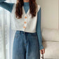 Sweater Knit Vest Women Solid Loose V-Neck Cardigan Short Sweater Elegant Sleeveless Single Breasted Lovely Female Basic Tops