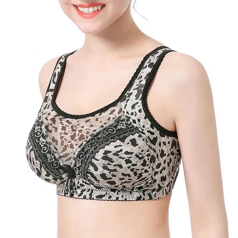 Leopard Print Gathered Tube Top Large Size No Steel Ring Thin Bra Sexy Anti-glare Ladies Breathable Adjustable Underwear