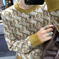 Autumn  Winter Jacquard Long-sleeved Round Neck Pullover Sweater Knit Sweater Women Loose Padded Bottoming Shirt