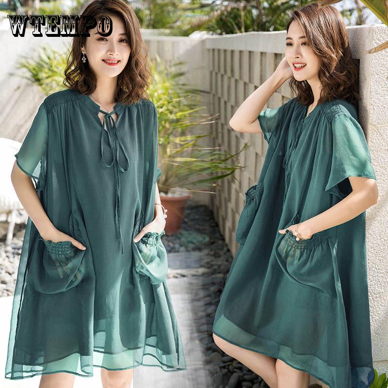 Dress Women's  Women's Women's Summer Loose Long Section of The Meat Cover