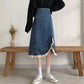 Women Sexy Sweet Solid Split Denim Skirt Lace High Waist Above Knee Hip Skirt Casual Club Home Office