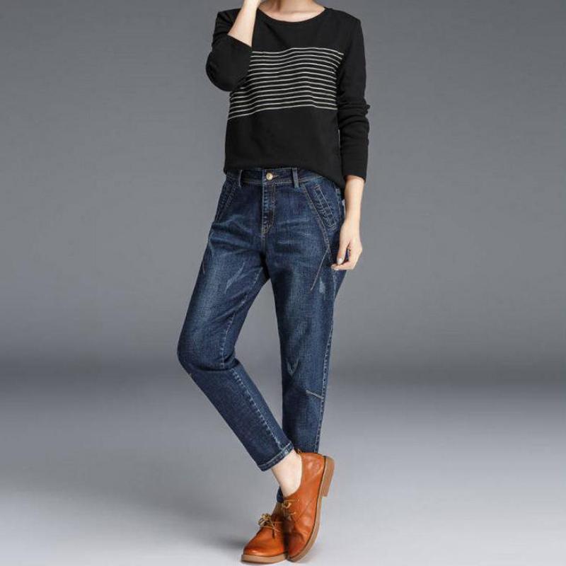 Spring and Autumn High Waist Stretch Jeans Women Loose Harem Pants Ladies Plus Size Casual Carrot Pants Women