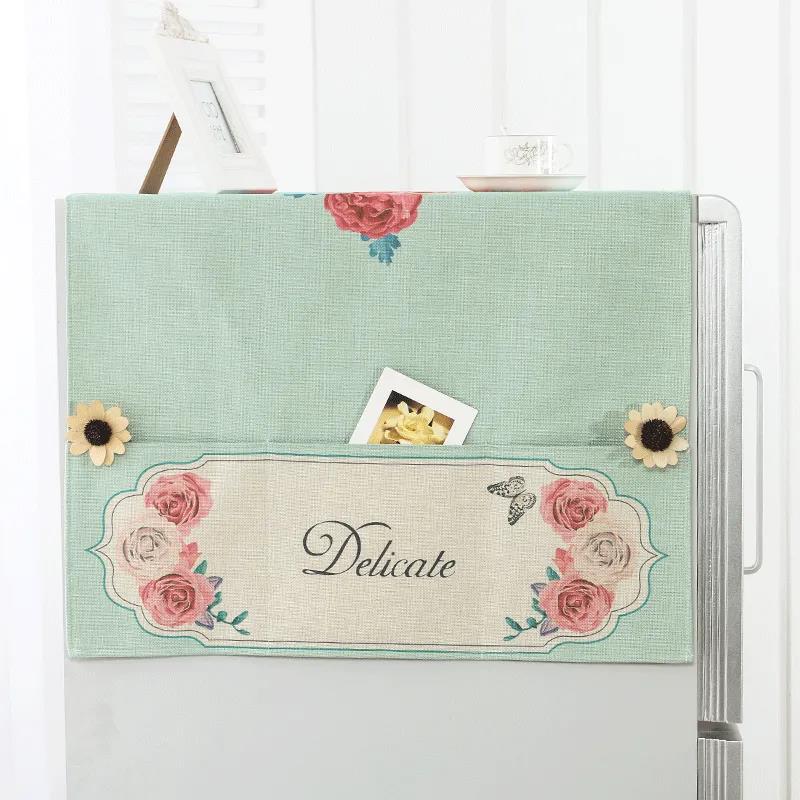 Thickened Refrigerator Cover Cloth Towel Washing Machine Cover Cloth Cartoon Pattern Refrigerator Dust Cover