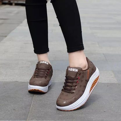 Women Shoes Pu Leather Breathable Waterproof Wedges Platform Shoes Women Sneakers Casual Shoes
