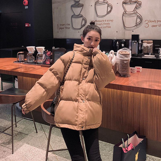 Winter Plus Size Women's Padded Jacket Solid Color Short Down Padded Jacket Thick and Warm Loose Jacket