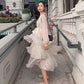 Vintage Casual Flare Sleeve Loose Party Dress Women Boho Polka Dot Print Long Maxi Dress Streetwear
