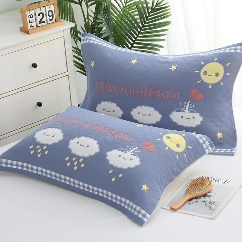 Simple Style Cotton Gauze Pillow Towel Large Pair High-end Adult Thickened Couples Non-shedding Non-fading Pillow Towel