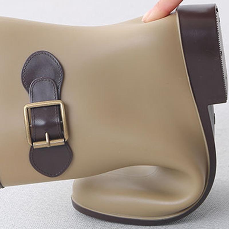 Rain boots women's mid-tube water shoes short boots non-slip flat plastic shoes kitchen shoes adult water boots