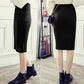 Autumn Winter Women Knitted Pencil Skirts Stretch High Waist Knee Length Slim Office Lady Bodycon