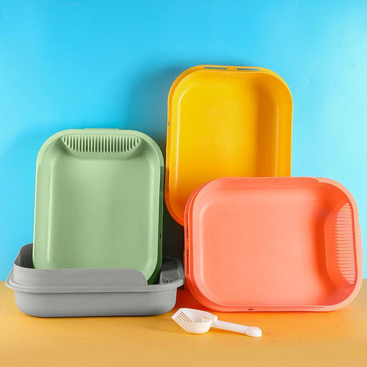 Cat Litter Box Splash-proof Semi-enclosed Large Cat Toilet Deodorant Cat Poop Box Small Kitten Litter Box Kitty Supplies