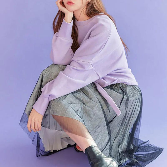 Sweatshirt Women Spring and Autumn Purple Blouse Women Sweet Loose Hoodi