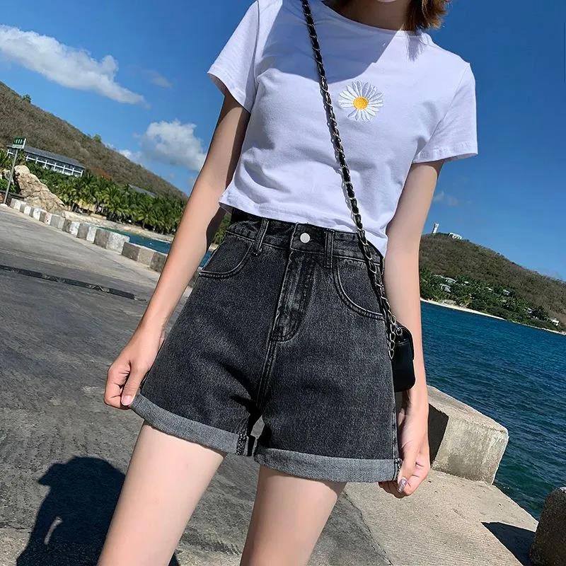 Large Size Denim Running Shorts Summer Fashion Sport Loose Women Shorts