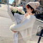 Autumn  Winter Mink Velvet Sweater Women Casual Loose One-word Neck Strapless Long-sleeved V-neck Outer Wear Sweater