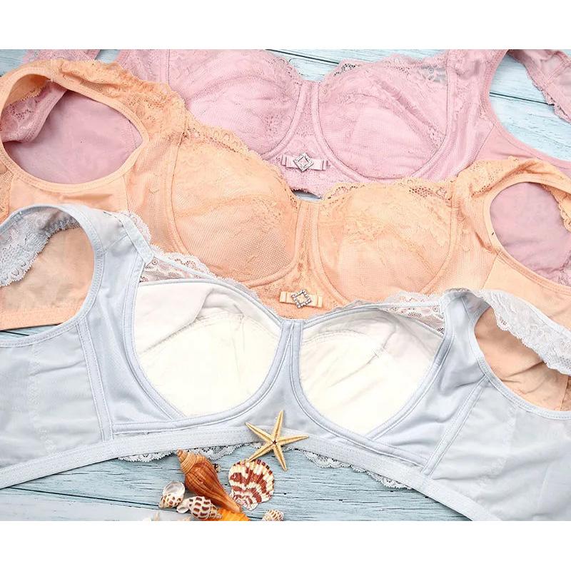 Ladies' Simple Non-steel Ring Bra Comfortable Thin Sleeping Circle Adjustable Underwear Sexy Lace Mesh Female Full Cup Brassiere Ultrathin Breathable