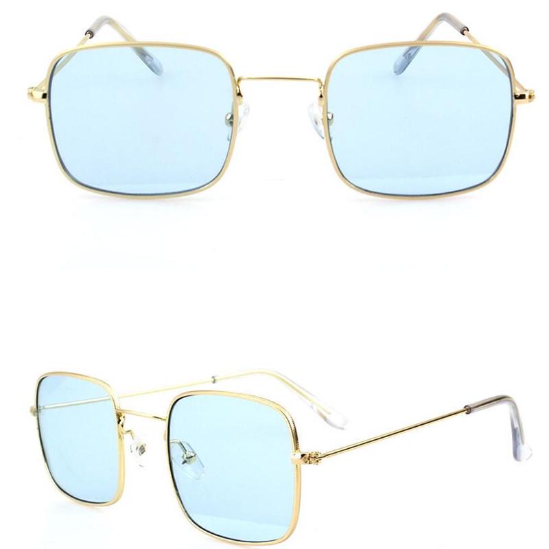 Metal Sunglasses Men Women Retro Square Sun Glasses Fashion Ocean Clear Yellow Pink Color Sunglass s