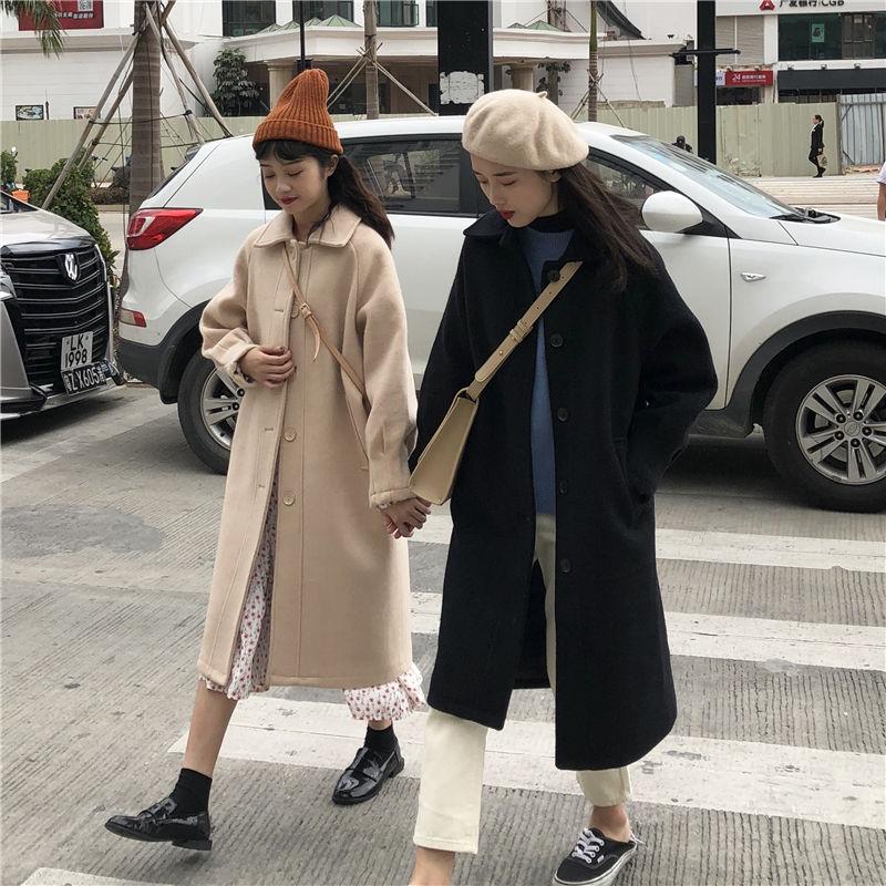 Winter Long Woolen Coat Women's Korean Style All-match Student Woolen Coat