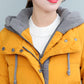 Mid-length White Duck Down Jacket Women Fashion Self-cultivation Knit Hat Fake Two-piece Winter Jacket