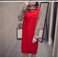 Autumn and Winter Mid-length Loose Sleeveless Sweater Pullover Fake Two-piece Knitted Skirt Bottoming Shirt