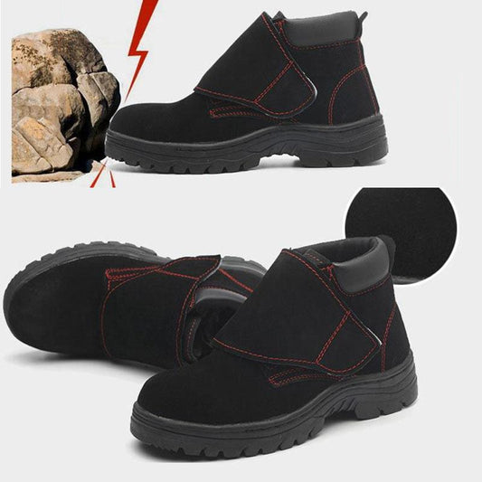 Summer High-cut Labor Insurance Shoes Anti-smashing and Anti-piercing Safety Shoes Suede Leather Steel Toe Cap Wear-resistant Safety Shoes
