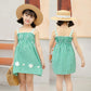 Children Dress Girls' Summer Thin Dress Suspender Dress Plaid Off Shoulder Chrysanthemum Princess Dress Ruffle