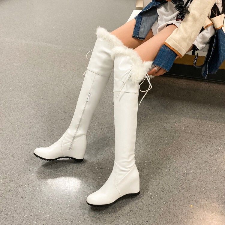 Sexy Over The Knee Boots Women Female Pu Leather Thigh High Boots Plus Size Wedge Boots Winter