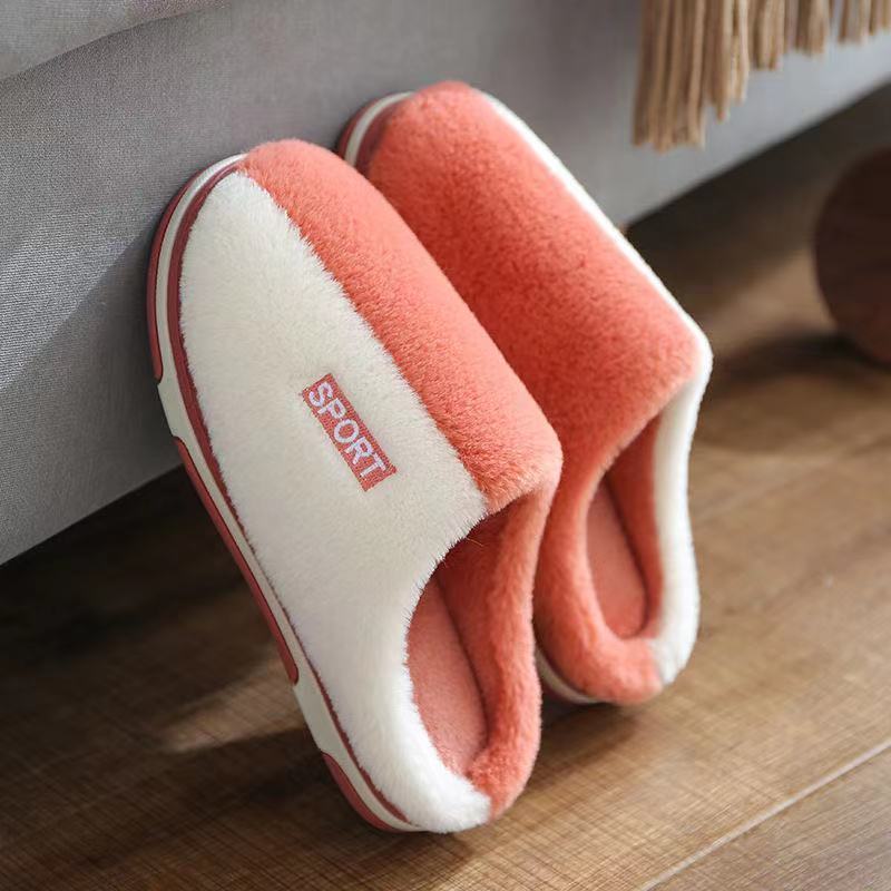Winter Code Home Couple Cotton Slippers Indoor Warm Thick-soled Slippers Plush Cotton Slippers Anti-slip Plush Slippers