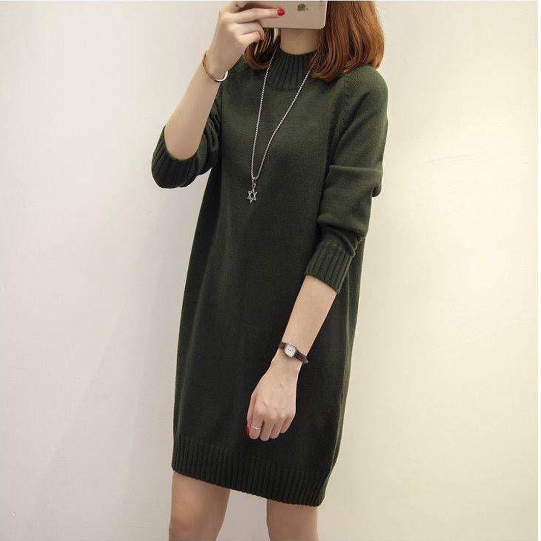 Sweater Women's Mid-length Half High Neck Long-sleeved Pullover Autumn and Winter Bottoming Sweater