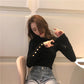 Autumn and Winter Slim-fit Sweater Half-high Collar Knitted Bottoming Shirt Simple Black Long-sleeved Youth Female Jacket