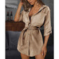 Women's Skirt Summer European and American Sexy Shirt Dress V-neck Shirt Dress