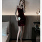 Low-cut Sling Slim Fit Hip Skirt Velvet Sexy Bottoming Short Skirt Sling Slim Fit Dress Hip Skirt Velvet Sexy Slim Fit